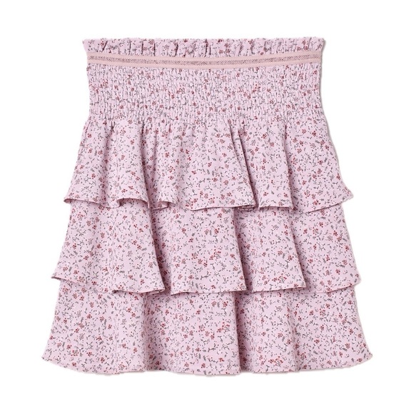 H&M Women’s Crêped Tiered Floral Skirt Light Purple Small - Picture 1 of 5